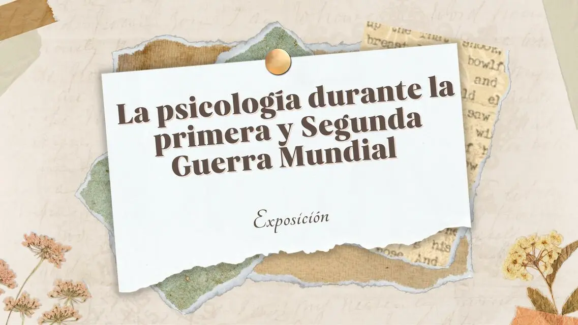 Primera Y Segunda Guerra Mundial Y La Psicologia