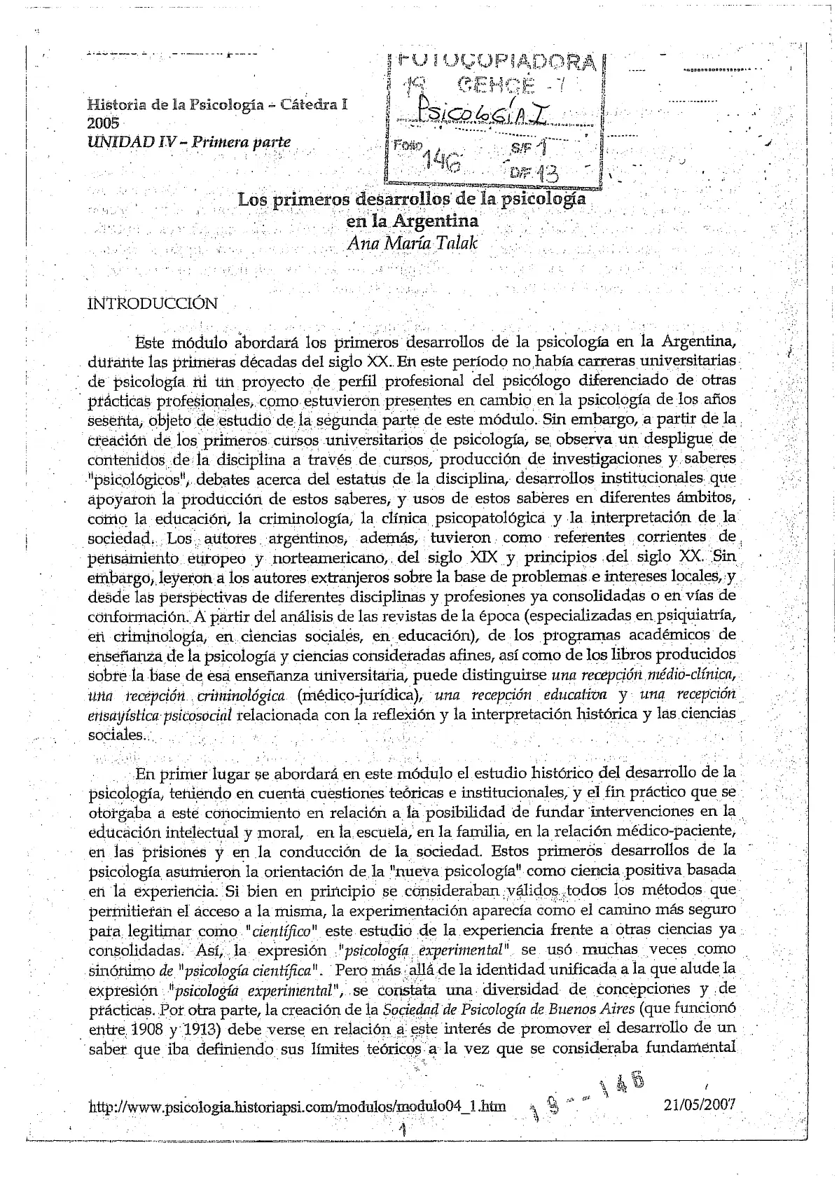 historia psicologia unlp - Cuándo se creó la carrera de psicología en Argentina