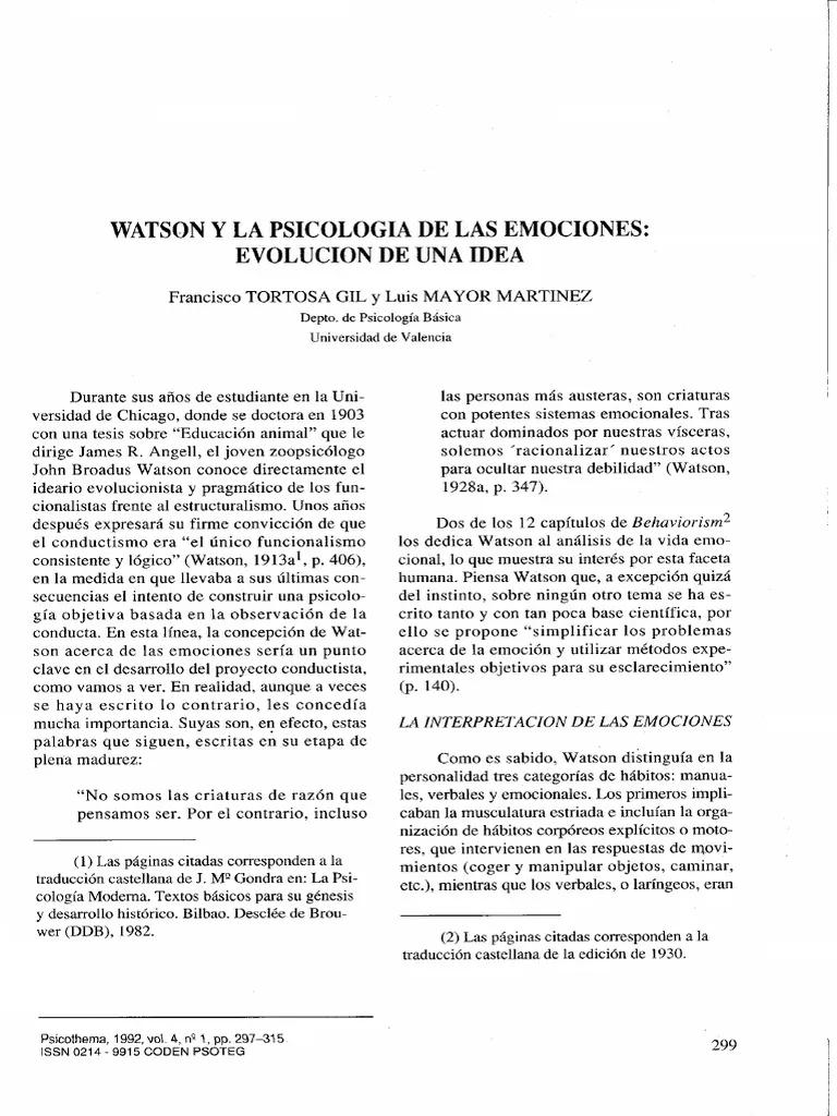 watson y la psicologia de las emociones resumen - Qué dice Watson acerca de las emociones