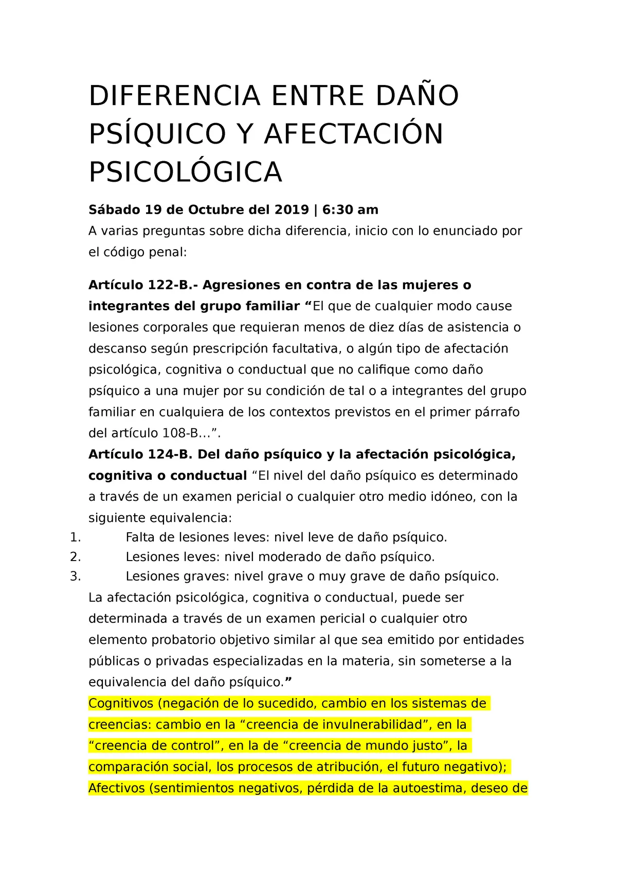 afectacion psicologica - Qué es la afectación emocional