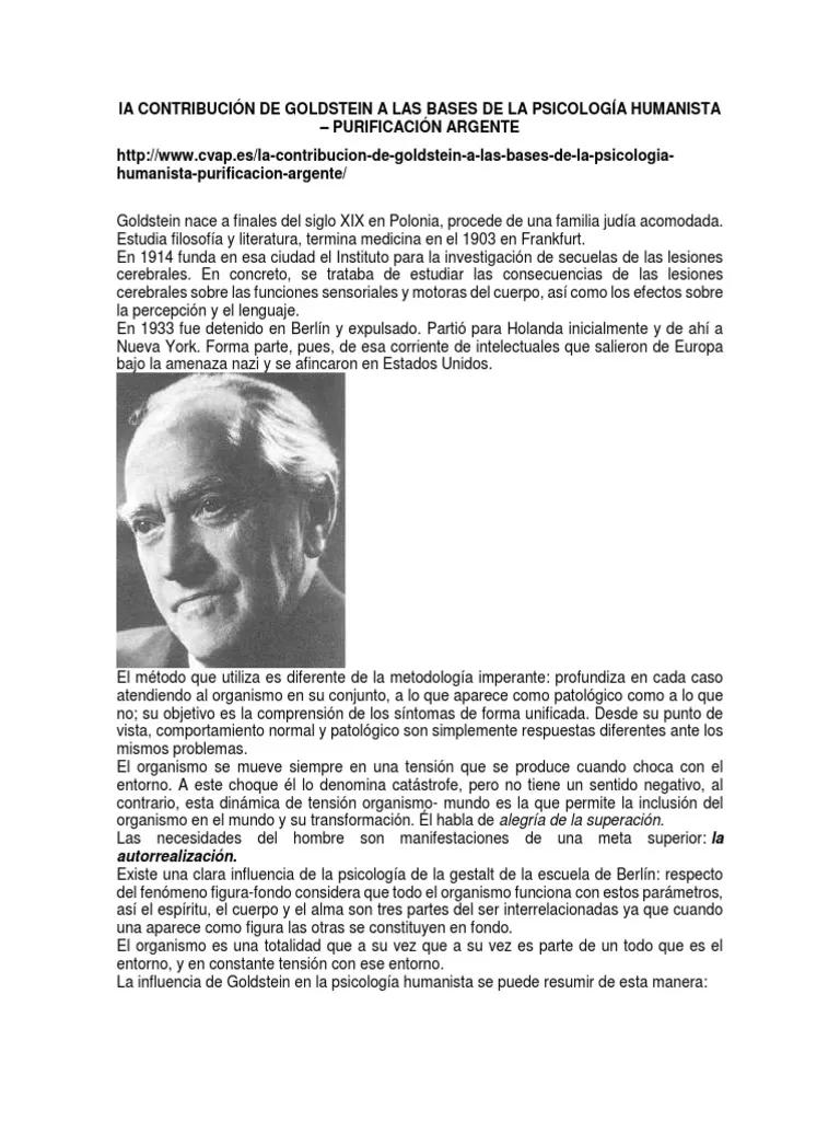 goldstein psicologia humanista - Qué es la autorrealización según Kurt Goldstein