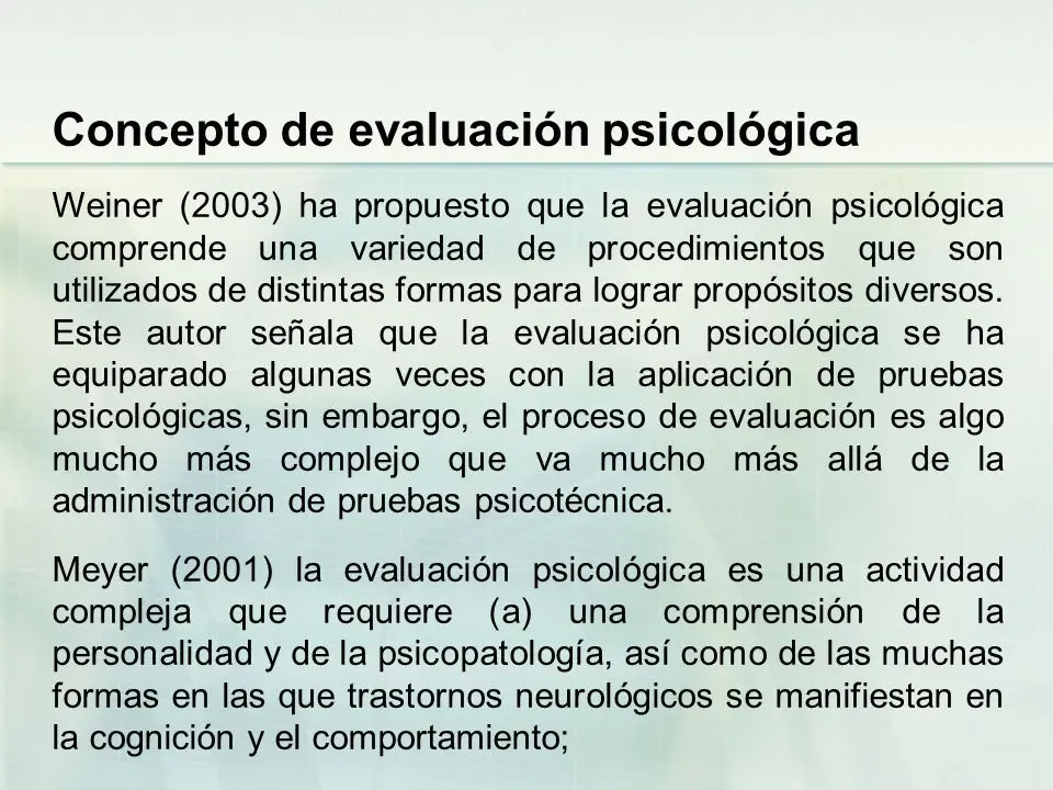 definicion de evaluacion psicologica segun autores - Qué es la evaluación psicológica Redalyc