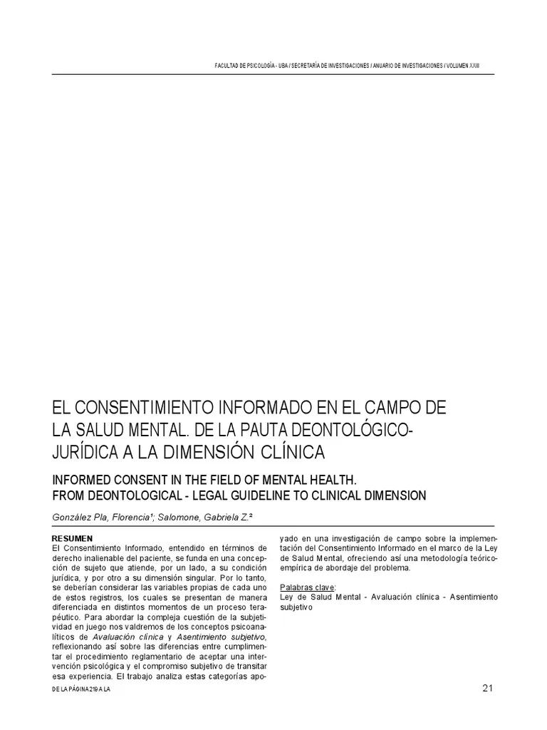 consentimiento informado psicologia uba - Qué es un consentimiento informado en PDF