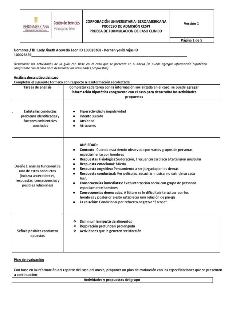 ejemplo de formulacion de caso clinico psicologico - Qué es una formulación de caso en psicologia