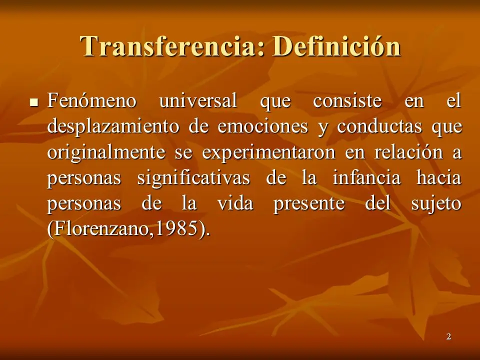 transferencia definicion psicologia - Qué es una transferencia resumen