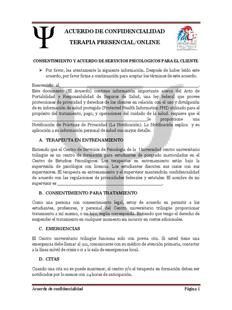 contrato de confidencialidad psicologia - Qué pasa si un psicólogo viola la confidencialidad