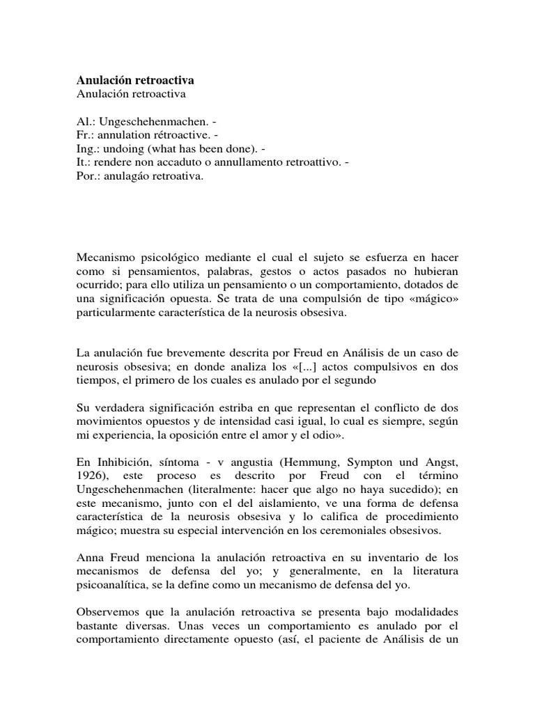anulacion retroactiva psicologia - Qué reprime el Neurotico obsesivo