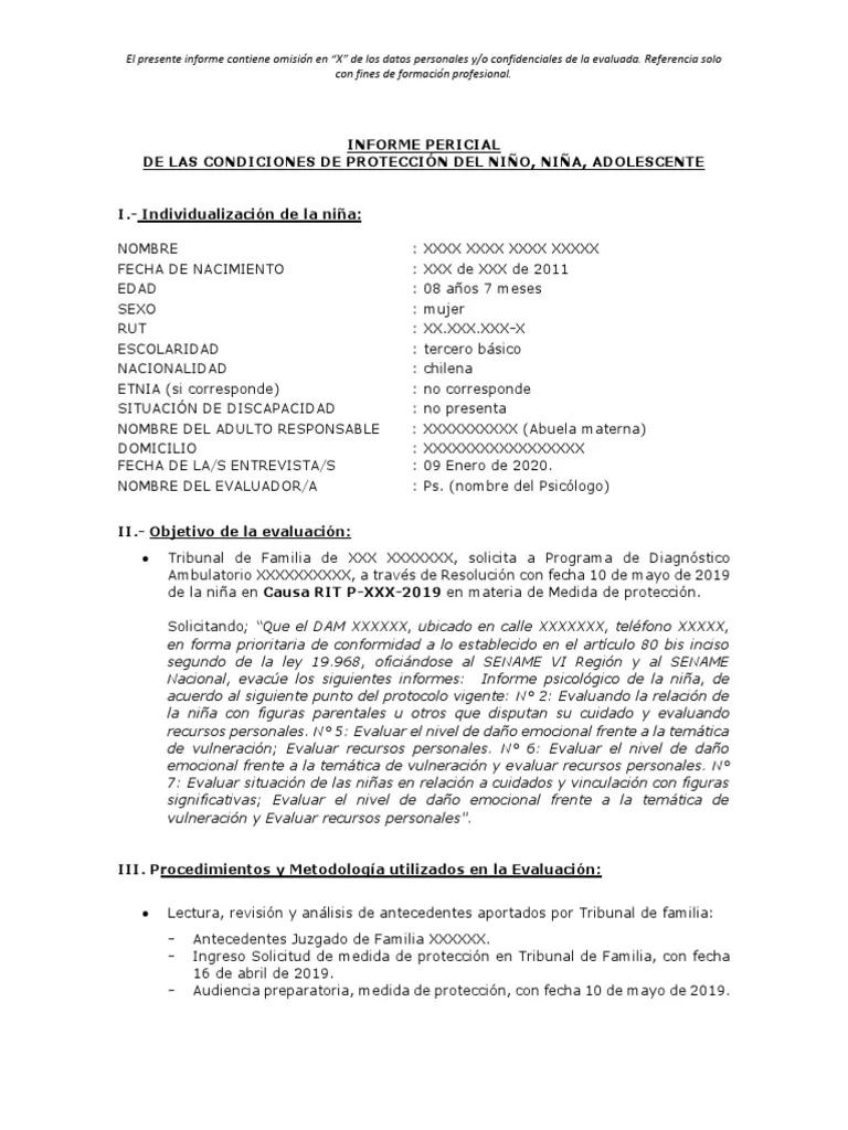 ejemplo de informe psicologico para juzgado de familia - Que se valora en un informe psicosocial