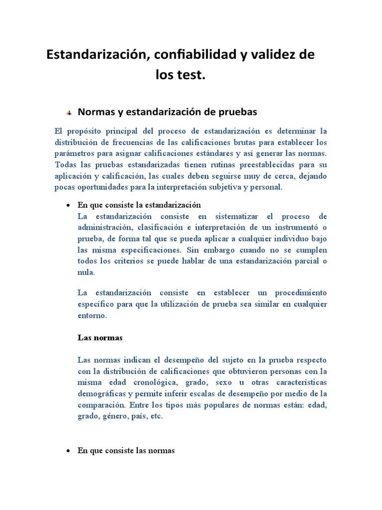 estandarizacion de pruebas psicologicas - Qué significa un test estandarizado