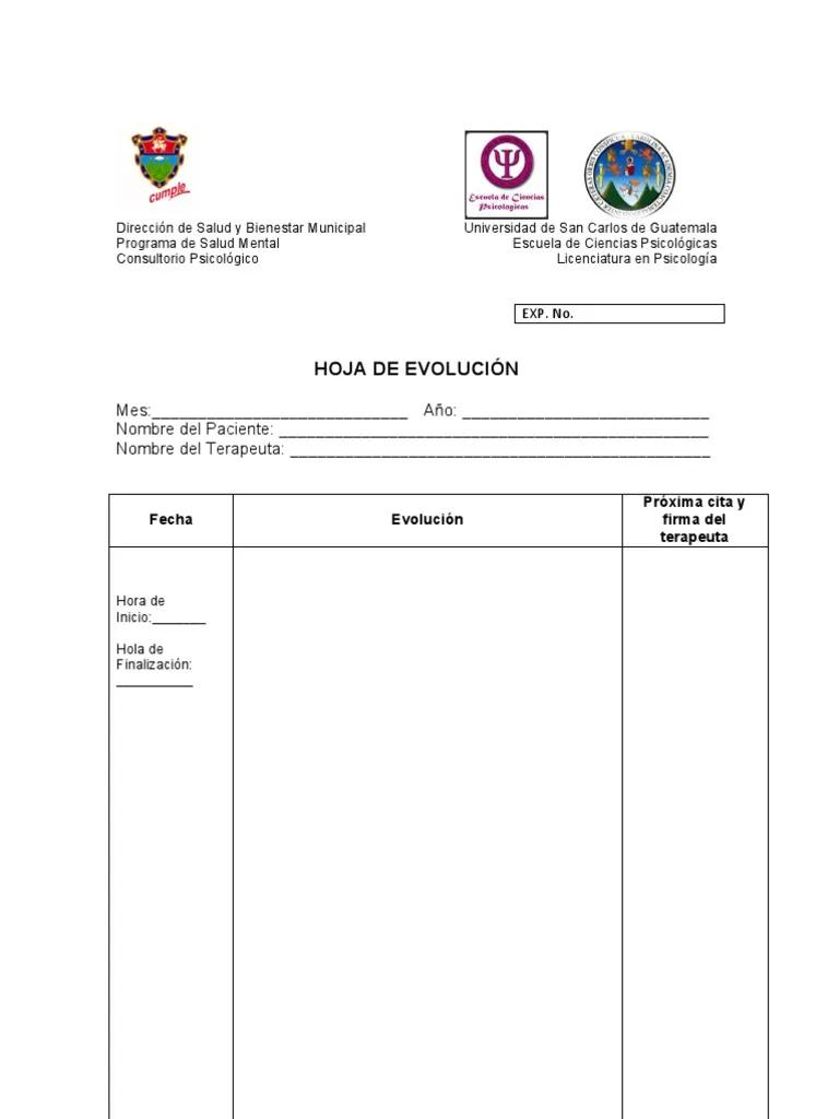 hoja de evolucion psicologica - Qué son las notas de evolución en psicología