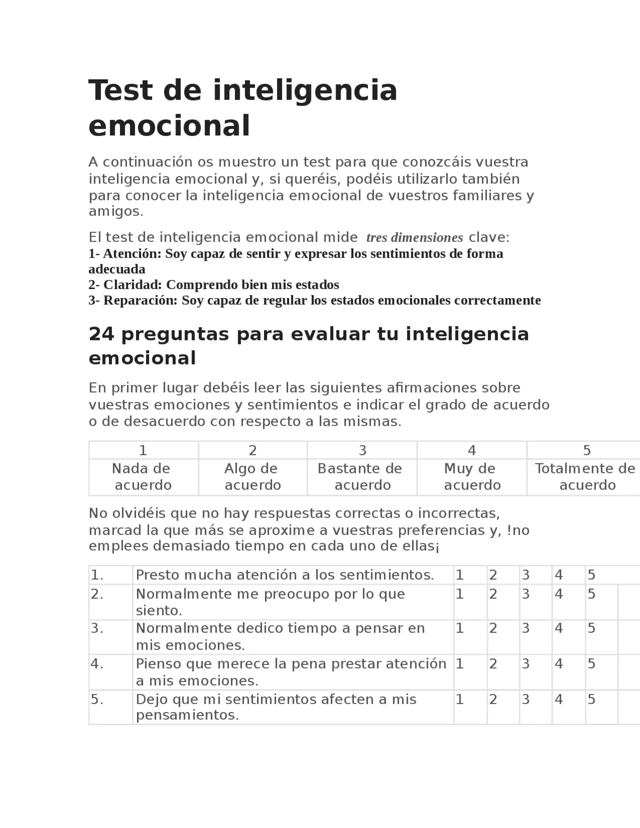 test de psicologia emocional gratis - Qué test hay para medir la emocional